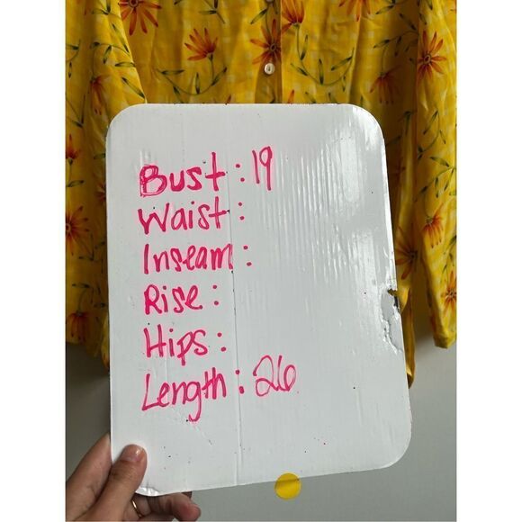 Saks Fifth Avenue Women's 100% Silk Floral Button-Down Long Sleeves Blouse Yello - Picture 6 of 6